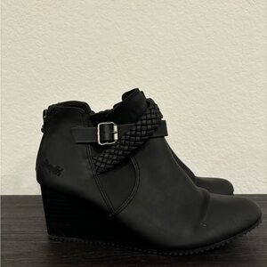 Blowfish Malibu Black Wedge Ankle Boots